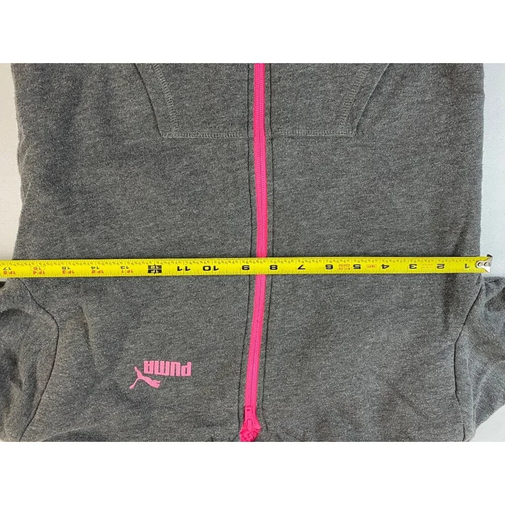 Puma Girls Gray Hoodie With Pink Logo & Sherpa Lining M (10-12) - Picture 7 of 14